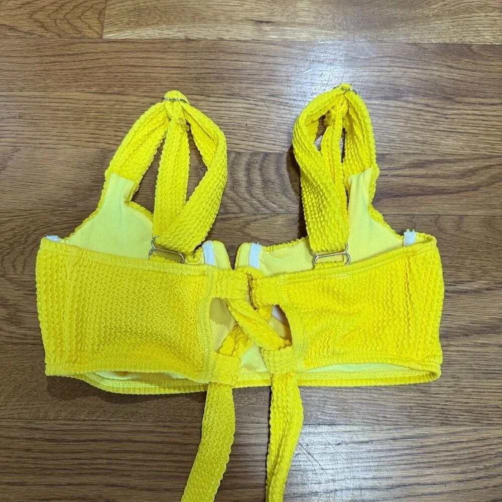 Pink Lily‎ SUMMER OASIS YELLOW UNDERWIRE SPLIT V BIKINI TOP Medium
